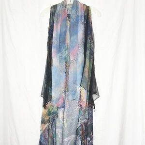 Pretty Angel paisley print sheer flowing long vest